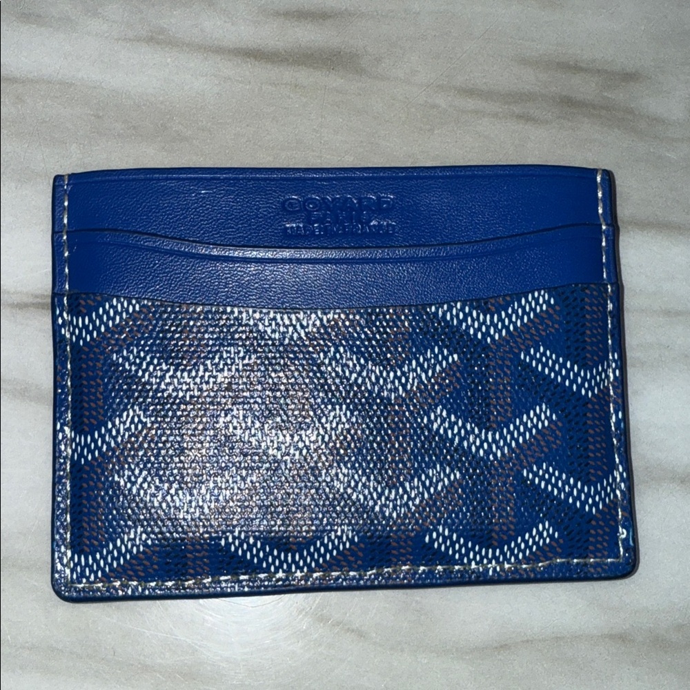 Goyard Navy and White Card Holder